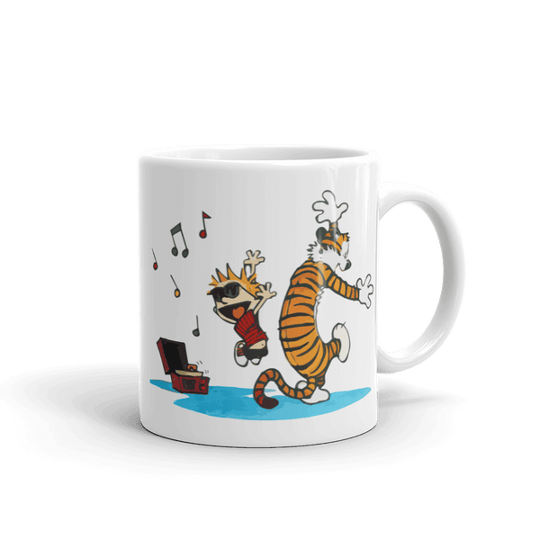 Calvin and Hobbes Dancing with Record Player Mug - Mug