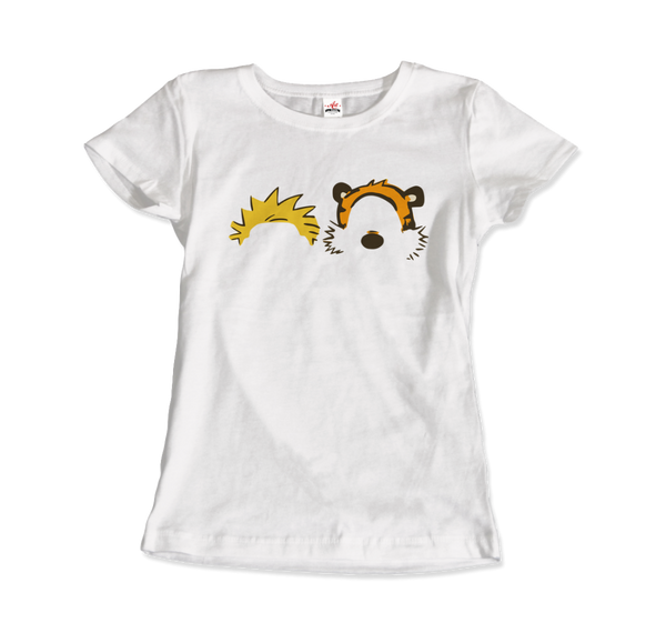 Calvin and Hobbes Faces Contour T-Shirt - Women / White / Small by Art-O-Rama