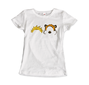 Calvin and Hobbes Faces Contour T-Shirt - Women / White / Small by Art-O-Rama