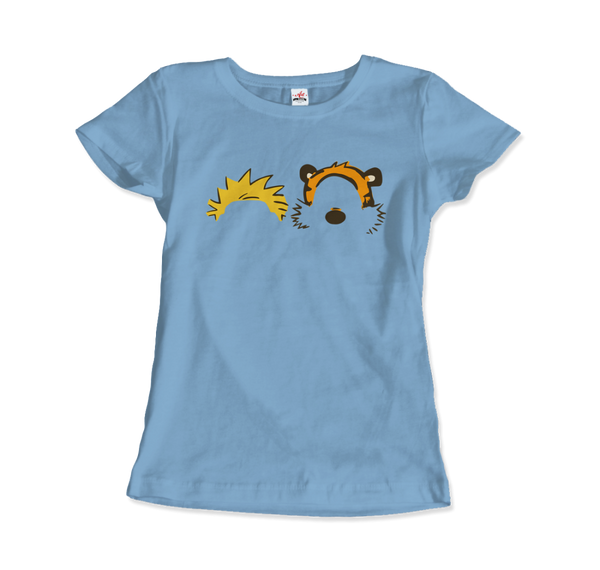 Calvin and Hobbes Faces Contour T-Shirt - Women / Light Blue / Small by Art-O-Rama
