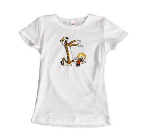 Calvin and Hobbes Playing Zombies T-Shirt - Women (Fitted) / White / S - T-Shirt