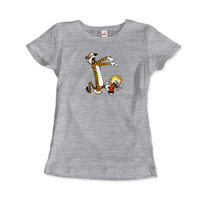 Calvin and Hobbes Playing Zombies T-Shirt - Women (Fitted) / Heather Grey / S - T-Shirt