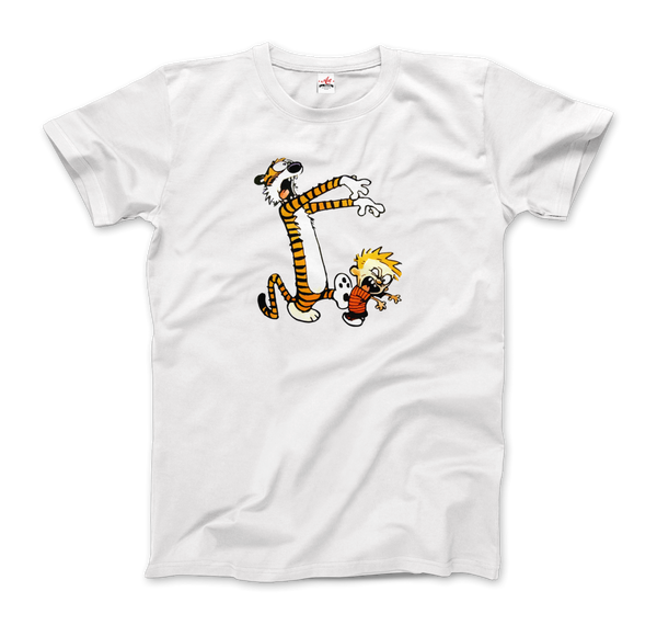 Calvin and Hobbes Playing Zombies T-Shirt - Men / White / Small by Art-O-Rama