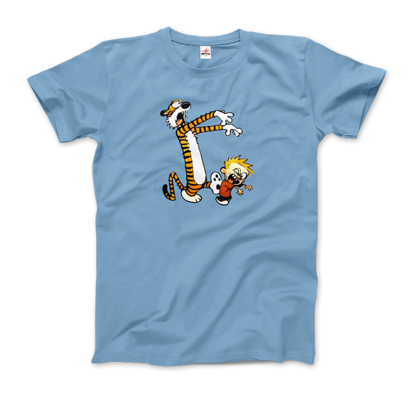 Calvin and Hobbes Playing Zombies T-Shirt - Men / Light Blue / Small by Art-O-Rama