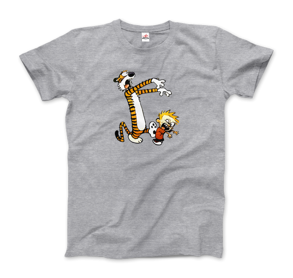 Calvin and Hobbes Playing Zombies T-Shirt - Men / Heather Grey / Small by Art-O-Rama
