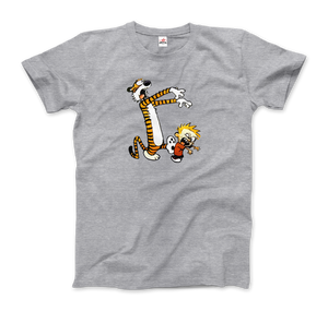 Calvin and Hobbes Playing Zombies T-Shirt - Men (Unisex) / Heather Grey / S - T-Shirt