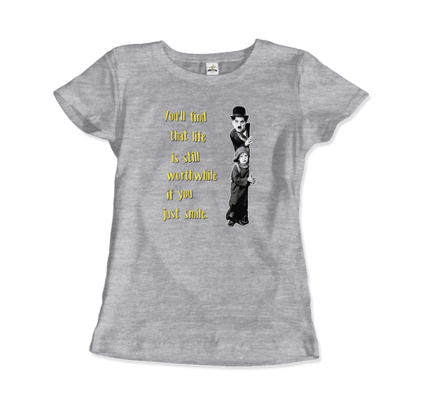 Charlie Chaplin Inspirational Quote T-Shirt - Women / Heather Grey / Small - T-Shirt