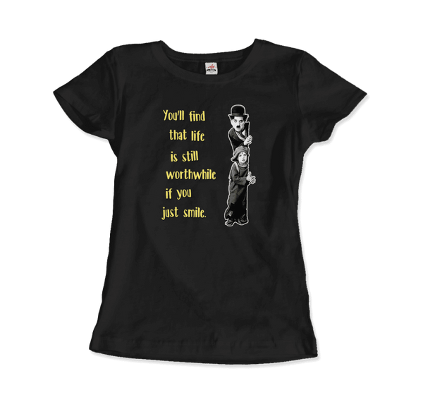Charlie Chaplin Inspirational Quote T-Shirt - Women / Black / Small - T-Shirt