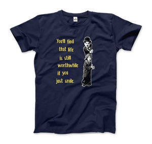 Charlie Chaplin Inspirational Quote T-Shirt - Men / Navy / Small - T-Shirt