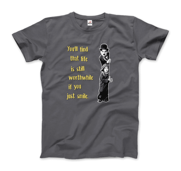 Charlie Chaplin Inspirational Quote T-Shirt - Men / Charcoal / Small - T-Shirt
