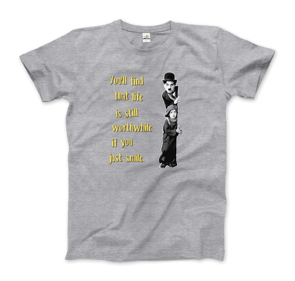 Charlie Chaplin Inspirational Quote T-Shirt - Men / Heather Grey / Small - T-Shirt
