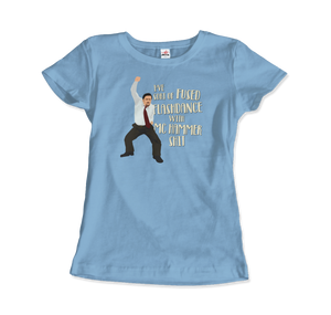 David Brent Classic Dance, from The Office UK T-Shirt - Women / Light Blue / Small by Art-O-Rama