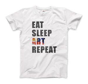 Eat Sleep Art Repeat Distressed Design T-Shirt - Men / White / Small - T-Shirt