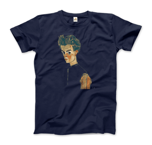 Egon Schiele Self-Portrait Art T-Shirt - Men / Navy / Small - T-Shirt