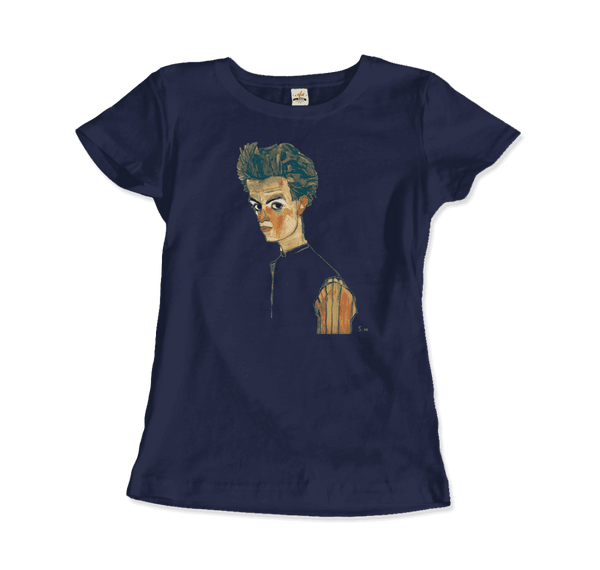 Egon Schiele Self-Portrait Art T-Shirt - Women / Navy / Small - T-Shirt