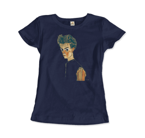 Egon Schiele Self-Portrait Art T-Shirt - Women / Navy / Small - T-Shirt