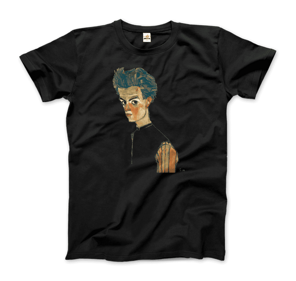 Egon Schiele Self-Portrait Art T-Shirt - Men / Black / Small - T-Shirt