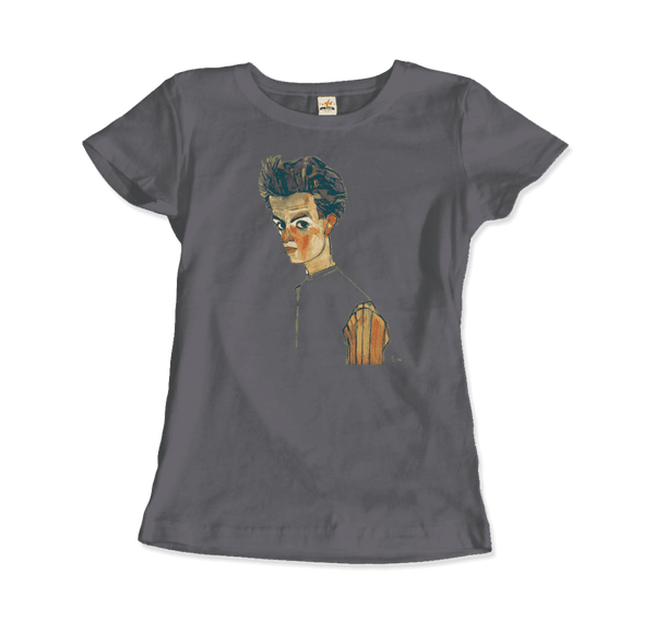 Egon Schiele Self-Portrait Art T-Shirt - Women / Charcoal / Small - T-Shirt