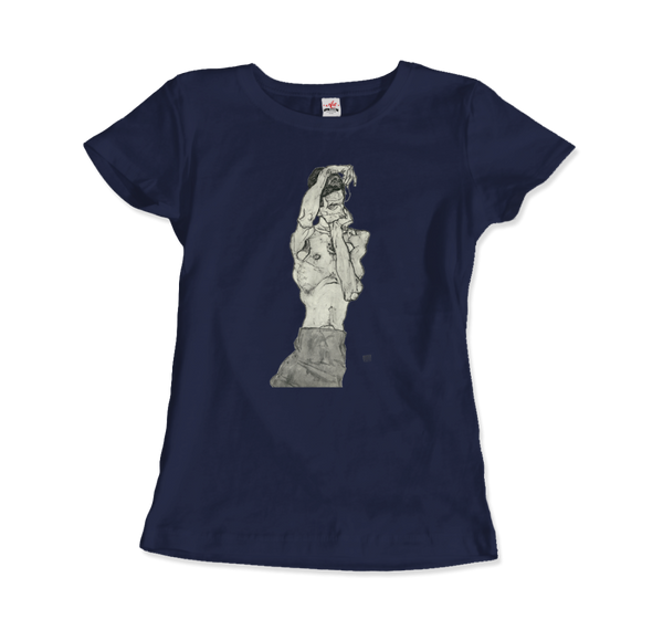 Egon Schiele Zeichnungen II (Drawings 2) 1914 Art T-Shirt - Women / Navy / Small by Art-O-Rama