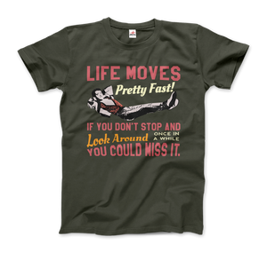 Ferris Bueller's Day Off Life Moves Pretty Fast T-Shirt - Men / City Green / Small by Art-O-Rama