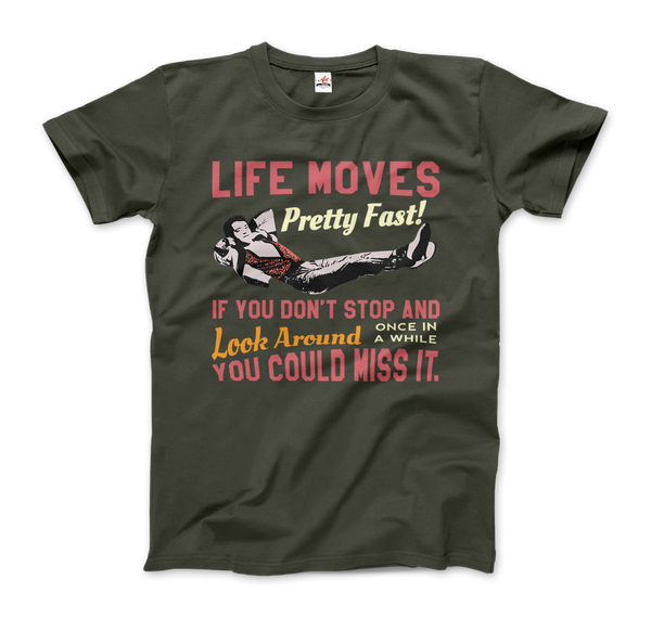 Ferris Bueller's Day Off Life Moves Pretty Fast T-Shirt - Men / City Green / Small by Art-O-Rama