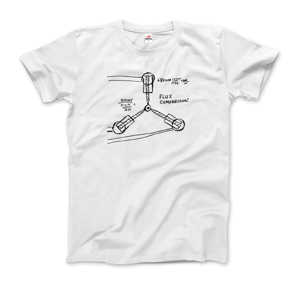 Flux Capacitor Sketch from Back to the Future T-Shirt - Men / White / Small by Art-O-Rama
