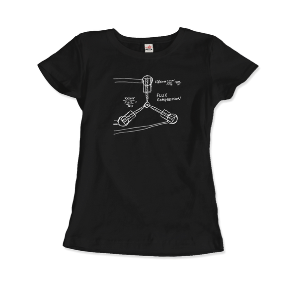 Flux Capacitor Sketch from Back to the Future T-Shirt - Women / Black / Small by Art-O-Rama