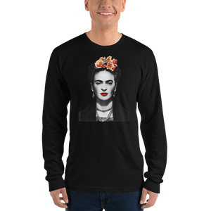 Frida Kahlo With Flowers Poster Artwork Long Sleeve Shirt - [variant_title] by Art-O-Rama