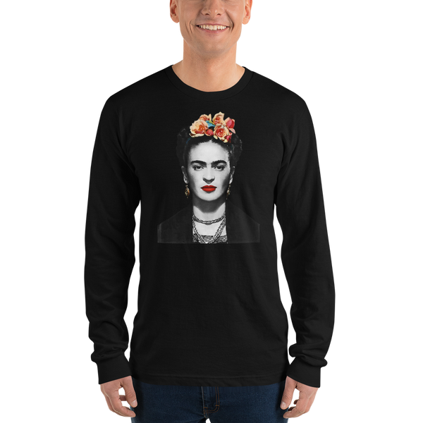 Frida Kahlo With Flowers Poster Artwork Long Sleeve Shirt - [variant_title] by Art-O-Rama