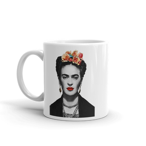 Frida Kahlo With Flowers Poster Artwork Mug - 11oz (325mL) by Art-O-Rama