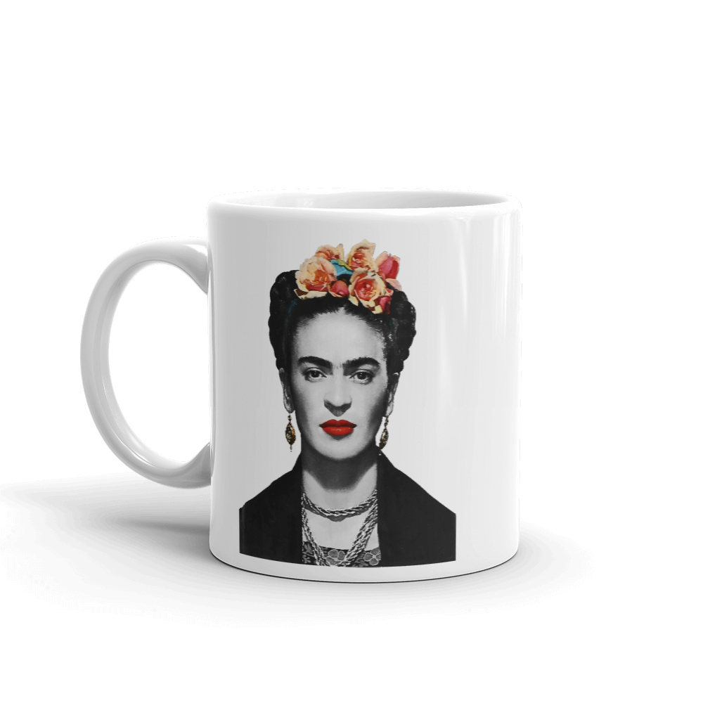 Frida Kahlo With Flowers Poster Artwork Mug - 11oz (325mL) by Art-O-Rama