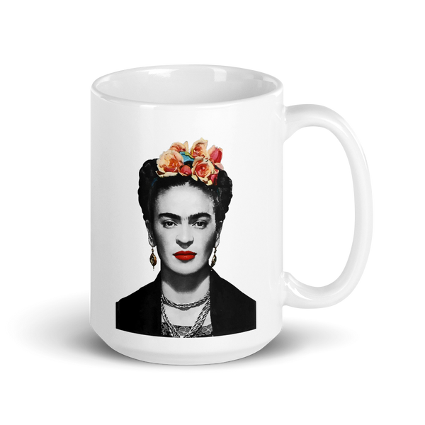 Frida Kahlo With Flowers Poster Artwork Mug - [variant_title] by Art-O-Rama