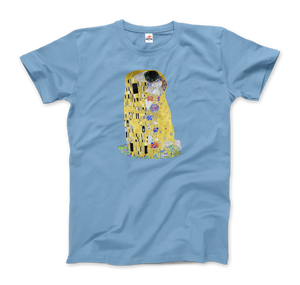Gustav Klimt The Kiss (or The Lovers), 1908 Artwork T-Shirt - Men / Light Blue / Small by Art-O-Rama