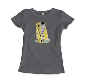 Gustav Klimt The Kiss (or The Lovers), 1908 Artwork T-Shirt - Women / Charcoal / Small by Art-O-Rama