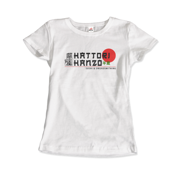 Hattori Hanzo, Sushi and Swordsmithing from Kill Bill T-Shirt - Women / White / Small by Art-O-Rama
