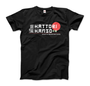 Hattori Hanzo, Sushi and Swordsmithing from Kill Bill T-Shirt - Men / Black / Small by Art-O-Rama