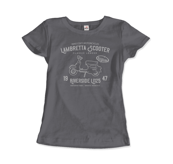 Innocenti Lambretta Scooter Riverside 1947 T-Shirt - Women / Charcoal / Small - T-Shirt