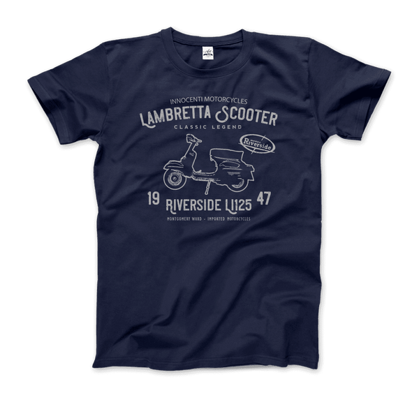 Innocenti Lambretta Scooter Riverside 1947 T-Shirt - Men / Navy / Small - T-Shirt