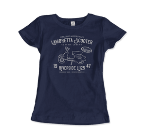 Innocenti Lambretta Scooter Riverside 1947 T-Shirt - Women / Navy / Small - T-Shirt
