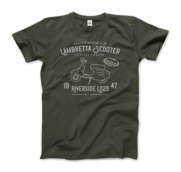 Innocenti Lambretta Scooter Riverside 1947 T-Shirt - Men / Military Green / Small - T-Shirt