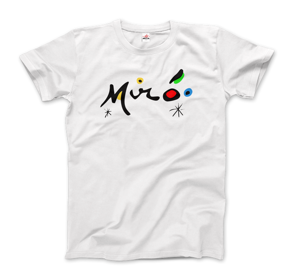 Joan Miro Colorful Signature Artwork T-Shirt - Men / White / Small by Art-O-Rama