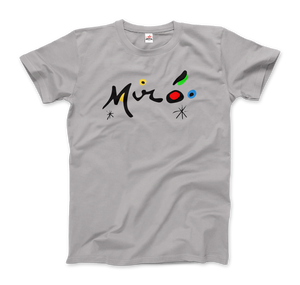 Joan Miro Colorful Signature Artwork T-Shirt - Men / Silver / Small by Art-O-Rama