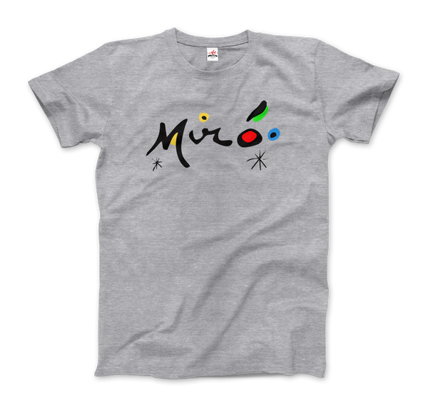 Joan Miro Colorful Signature Artwork T-Shirt - Men / Heather Grey / Small by Art-O-Rama