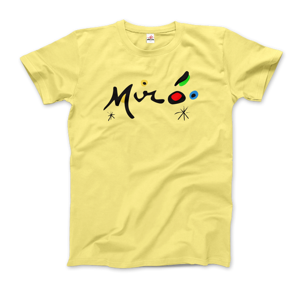 Joan Miro Colorful Signature Artwork T-Shirt - Men / Spring Yellow / Small by Art-O-Rama