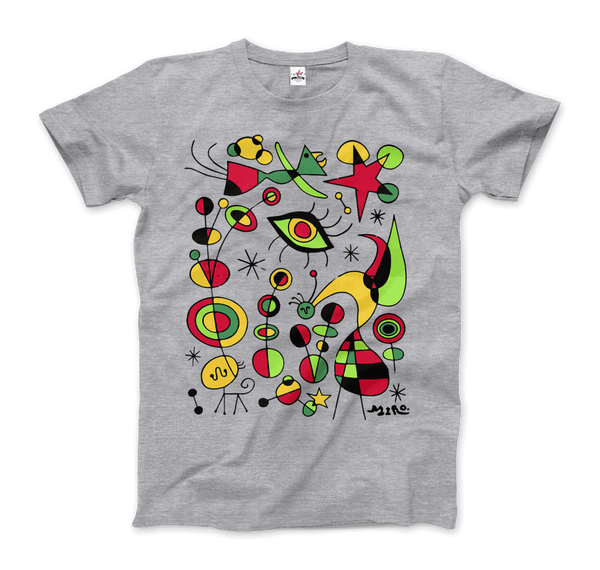 Joan Miro Peces de Colores Artwork T-Shirt - Men / Heather Grey / Small by Art-O-Rama