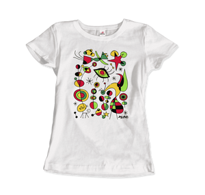 Joan Miro Peces de Colores (Colorful Fish) Artwork T-Shirt - Women (Fitted) / White / S - T-Shirt