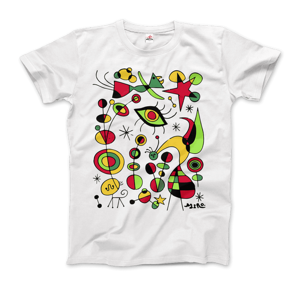 Joan Miro Peces de Colores Artwork T-Shirt - Men / White / Small by Art-O-Rama