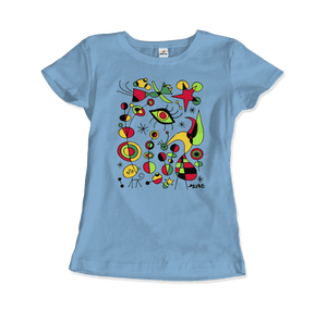 Joan Miro Peces de Colores (Colorful Fish) Artwork T-Shirt - Women (Fitted) / Light Blue / S - T-Shirt