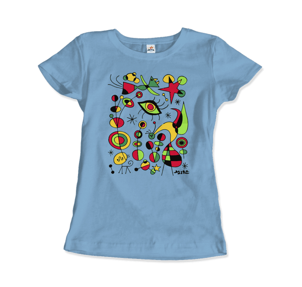 Joan Miro Peces de Colores Artwork T-Shirt - Women / Light Blue / Small by Art-O-Rama