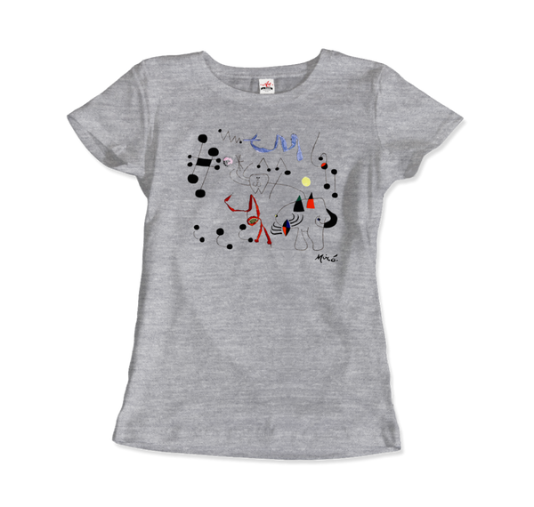 Joan Miro Woman Dreaming of Escape 1945 Artwork T-Shirt - Women / Heather Grey / Small by Art-O-Rama